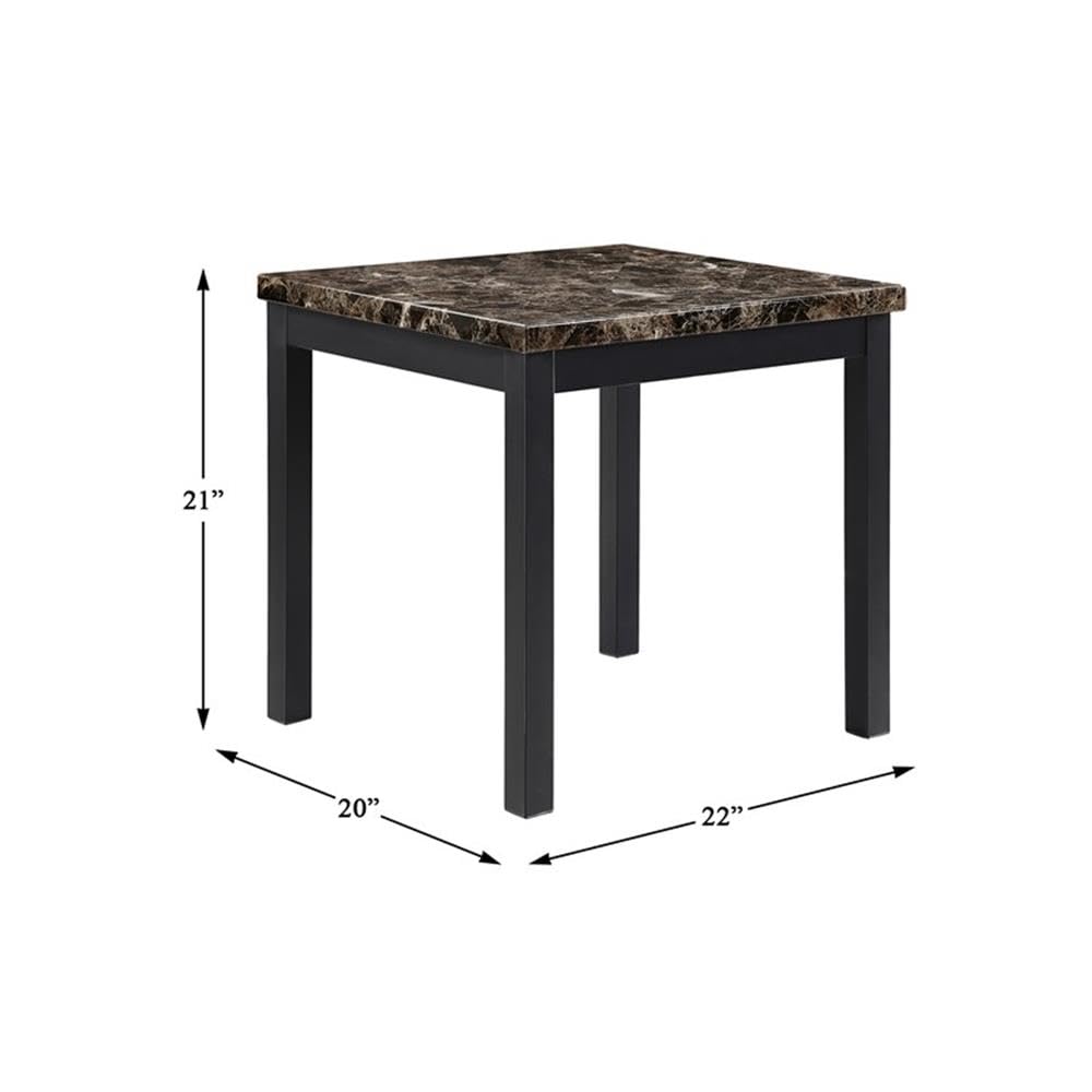 Lexicon Tempe 3-Piece Faux Marble Coffee Table Set, Brown Marble Look Top with Black Metal Frame, Modern Living Room Set with 1 Cocktail Table & 2 End Tables