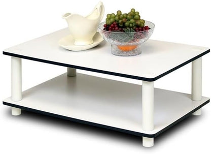 2-Tier Furinno JUST Coffee Table, Modern Coffee Table with Open Shelf, Toolless Assembly Side Table, for Living Room