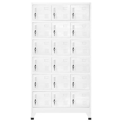 18-Compartment Metal Locker Cabinet with Lockable Doors, 35.4x15.7x70.9 Inches, for Gym and Changing Room Storage, Name Card Holders and Ventilation Holes