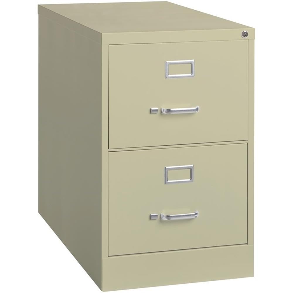 Pemberly Row 2 Drawers 28.38" Vertical Beige Metal Filing Cabinet Lockable Pre-Assembled Stationary Legal Size for Home, Office