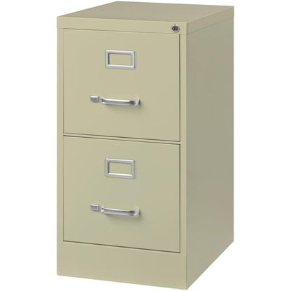 Pemberly Row 2 Drawers 28.38" Vertical Beige Metal Filing Cabinet Lockable Pre-Assembled Stationary Letter Size for Home, Office