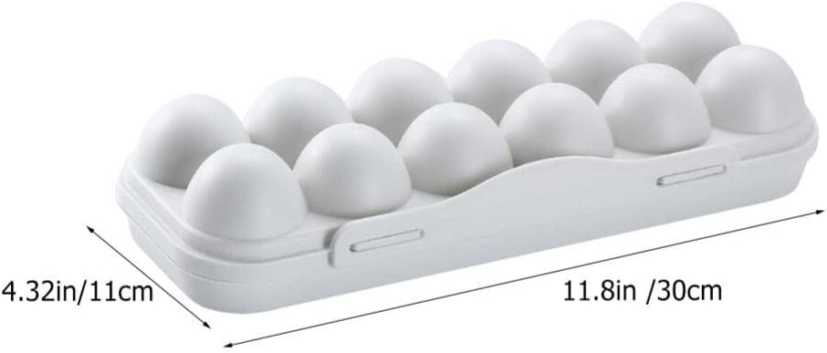 Egg Holder Container, 12 Grids Plastic Egg Storage Box, Shockproof Refrigerator Egg Carrier for Home, Kitchen