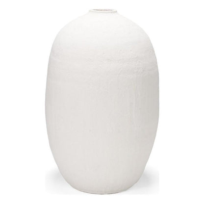 Pemberly Row Large White Textured Ceramic Vase, 19.8" L x 19.7" W x 31.9" H, Durable Handcrafted Design, Modern Contemporary Style Decorative Piece for Home Decor or Floral Arrangements