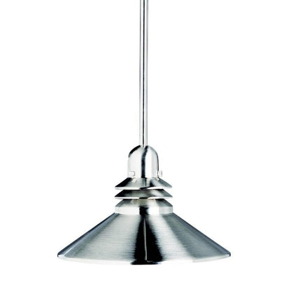 Kichler Grenoble Mini Pendant Light Fixture, Contemporary Kitchen Island Hanging Light with Brushed Nickel Cone Shade, 1-Light 150W Max for Kitchen Island or Dining Room (11" x 8"), 2714NI