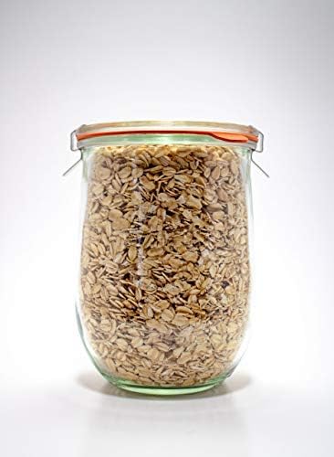Weck Tulip Jar, 1 Liter Sour Dough Starter Jar with Glass Lid, Rubber Seal, and Steel Clips