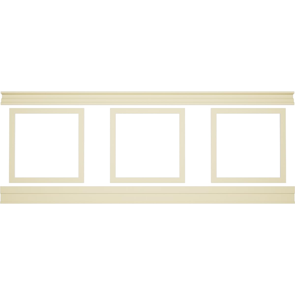 94 1/2"L (Adjustable 36"H to 40"H) Ashford Square Panel Traditional Wainscot Paneling Kit