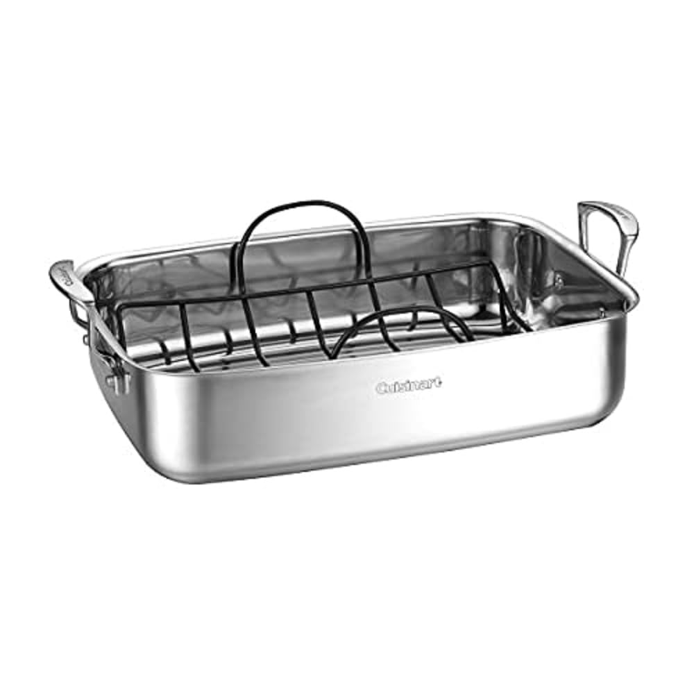 Cuisinart 7117-15NSR 15" Stainless Steel Roaster w/Non-Stick Rack Chef's-Classic-Stainless-Cookware-Collection, Inch