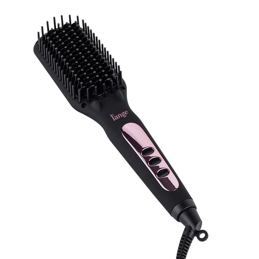 L'ANGE HAIR Le Vite Straightening Brush | Heated Straightener Flat Iron for Smooth, Anti Frizz Hair | Dual-Voltage Electric Brush Straightener | Hot Brush for Styling