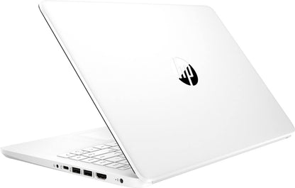 HP 14" Business & Student Laptop with 1-Year Microsoft Office 365, 4-Cores Intel Processor, 320GB Storage (64GB SSD+256GB SD Card), 8GB RAM, Windows 11, PLUSERA Earphones, Snowflake White