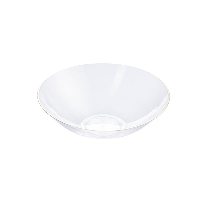 Restaurantware-Moderna 16 Ounce Plastic Bowls, 100 Durable Disposable Salad Bowls - Gold-rimmed, Heavy-duty, Clear Plastic Fancy Bowl, For Warm And Cold Foods, Ideal For Restaurants