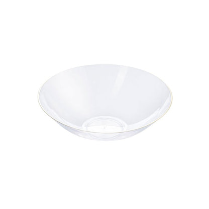Restaurantware-Moderna 16 Ounce Plastic Bowls, 100 Durable Disposable Salad Bowls - Gold-rimmed, Heavy-duty, Clear Plastic Fancy Bowl, For Warm And Cold Foods, Ideal For Restaurants