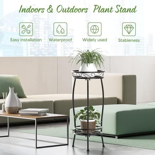 2 26.5" H HOMEXIN Plant Stand Indoor Outdoor, Tier Metal Tall Planter Stand Flower Stand Holder Heavy Duty Rustproof