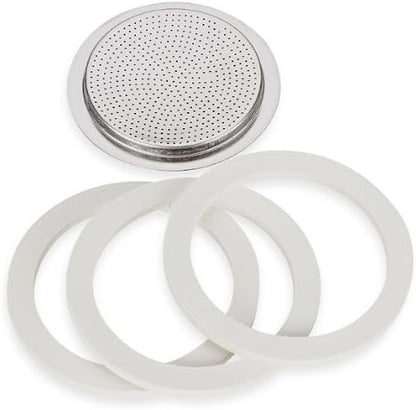 Bialetti (2-Packs) of #06961 | Total of SIX replacement gaskets and TWO replacement filter plates for 6-CUP Bialetti
