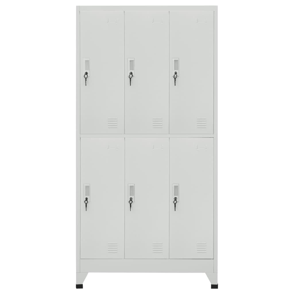PTUGUOF Durable Powder Coated Steel Locker Cabinet with Six Compartments, Versatile Storage for Home Gym or Changing Room, Grey Steel Locker with Multiple Compartments