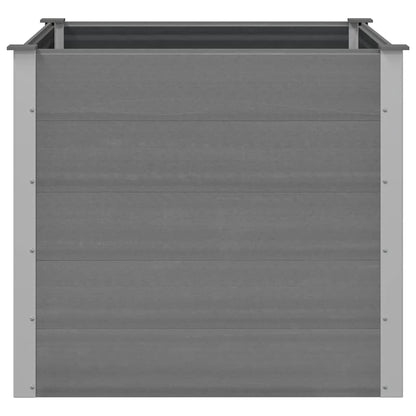 Foknhdi 39.4 x 39.4 x 35.8 in Grey Raised Garden Bed Outdoor, Large Square WPC Planter Box with Aluminum Frame for Patio, Balcony, Yard Herb & Vegetable Growing