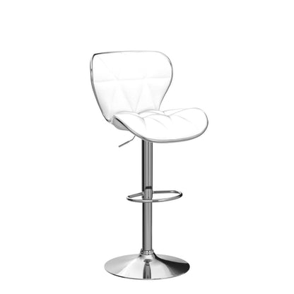 Yaheetech Bar Stools Leather Set of 4, Adjustable Shell Back Barstools with Footrest, Counter Height Bar Chairs with Back for Kitchen Island, White