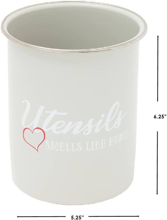 Home Basics Large Metal Kitchen Utensil Holder for Countertop, 6.25" Farmhouse Cooking Utensil Crock Tool Organizer