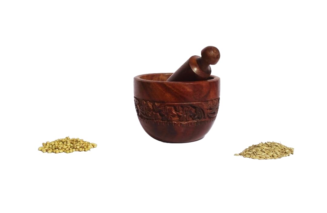 Acacia Wooden Mortar and Pestle Set, Kitchen Tool for Grinding Garlic, Mustard, Black Pepper, Herbs, and Spices