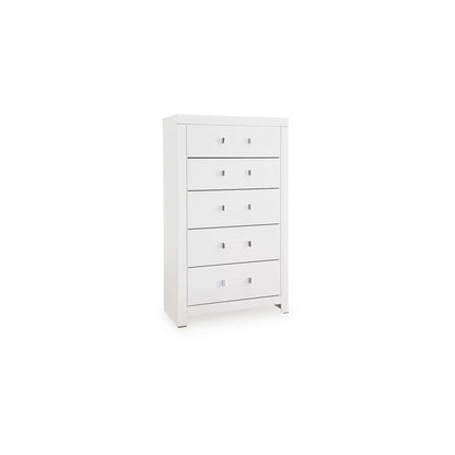 Signature Design by Ashley Marzoni Contemporary 5-Drawer Chest with Safety Stop, White