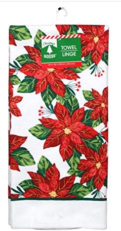 Poinsettia 5 Piece Christmas Kitchen Linen Bundle with 2 Dish Towels, 2 Potholders, and 1 Oven Mitt