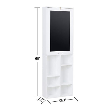 Utopia Alley Collapsible Fold Down Desk Table | Chalkboard Wall with Storage Cabinet & Bottom Shelves, Multipurpose Foldable Desk for Home, Office, Crafting, and More (White)