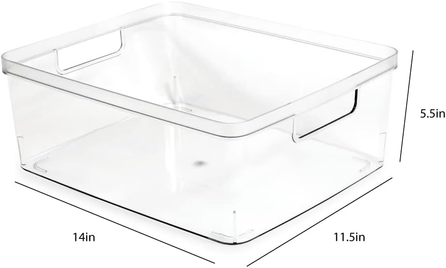Isaac Jacobs 2-Pack Large Clear Storage Bins, Plastic Organizer for Home, Office, Kitchen, Bathroom, BPA Free