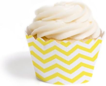 Dress My Cupcake Standard Cupcake Wrappers, Chevron, Yellow, Set of 50