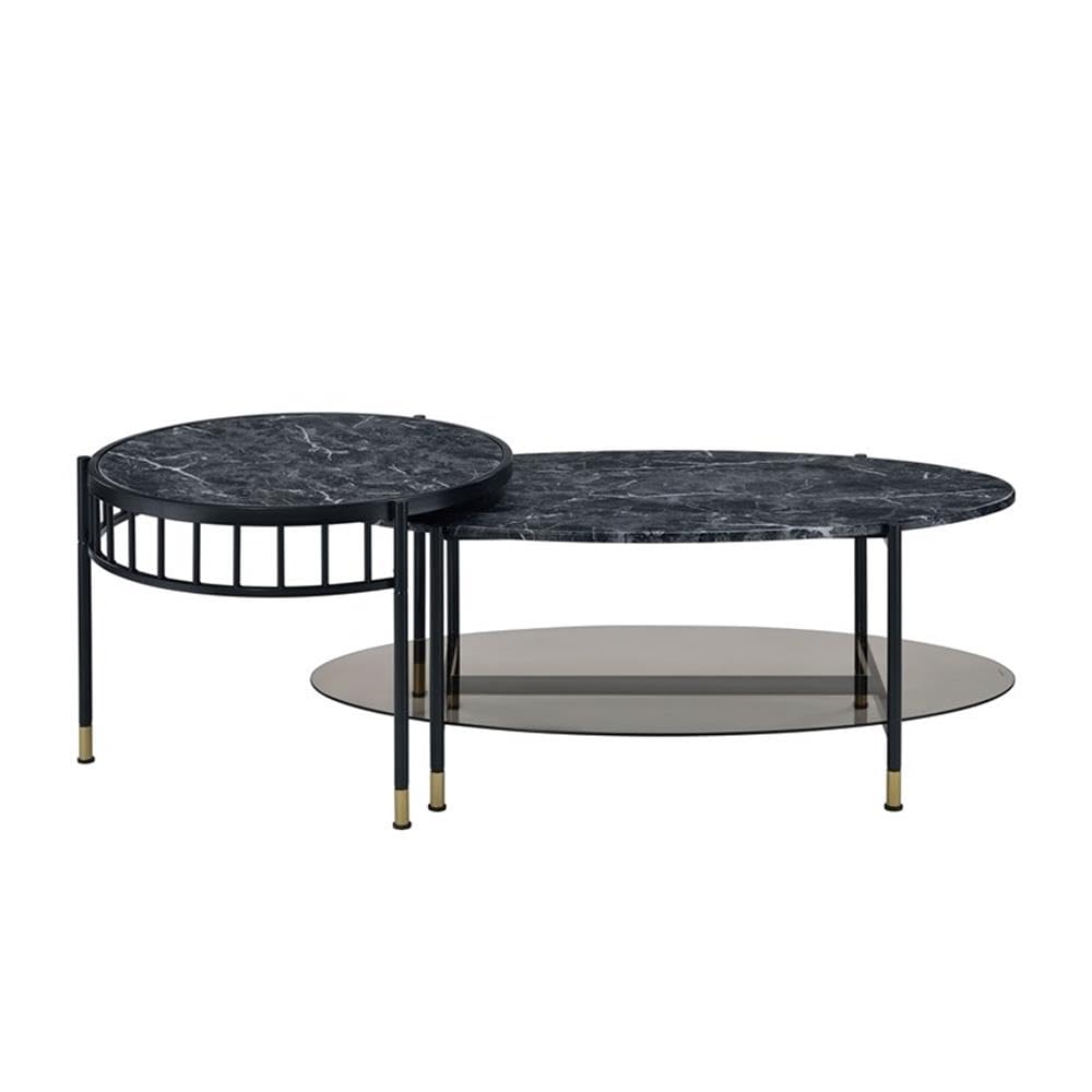 Acme Furniture 2 Piece Oval Nesting Coffee Table, Black