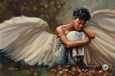 This Too Shall Pass Poster by Henry Lee Battle, African American Angel, Overall Size: 36x24, Image Size: 34x22