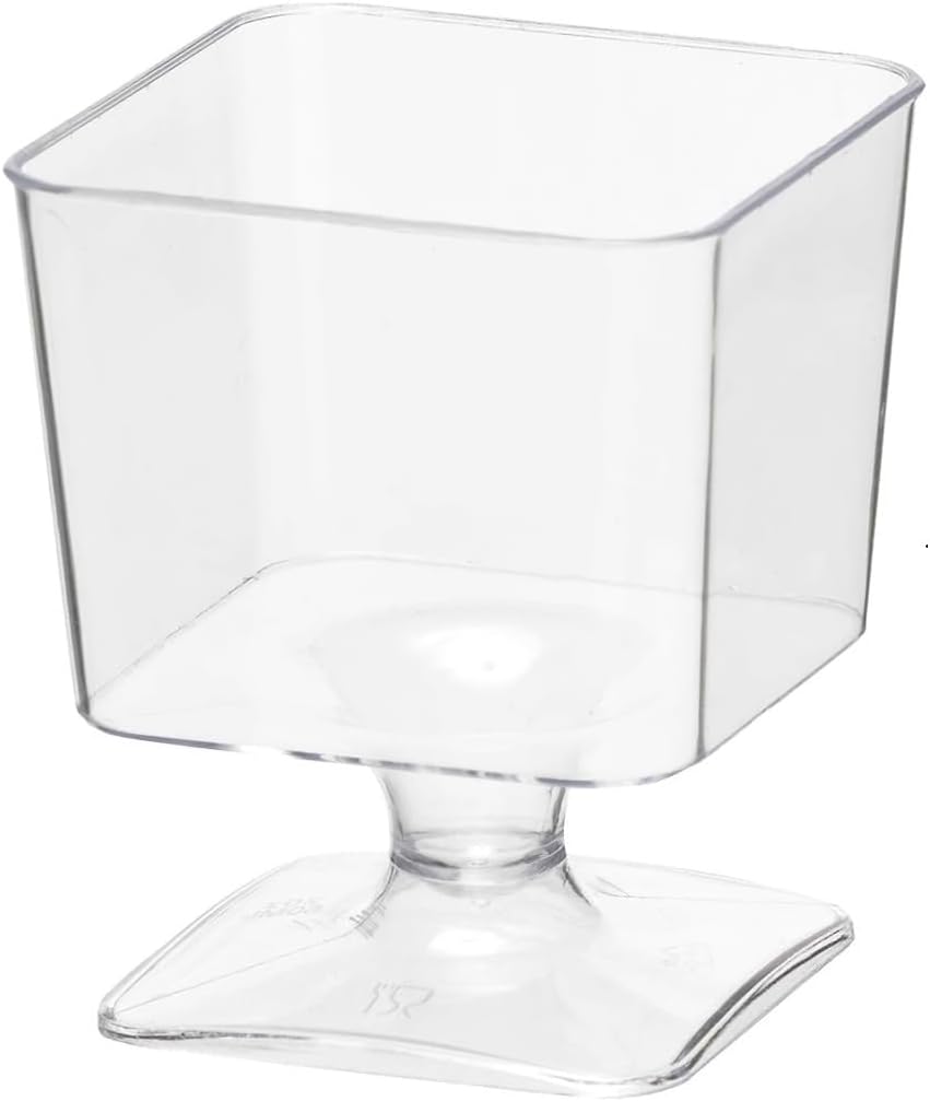 2 oz. Stemmed 20-Count Party Essentials Mini Disposable Plastic Small Portion Ice Cream/Dessert/Yogurt/Parfait Sample