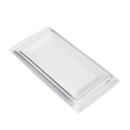 Amazon Basics 3-Piece Porcelain Serving Platters, Oven Safe, for Entertaining, Appetizer, Dinner, Dessert, 12.75 inch, 11 inch, 10 inch, White