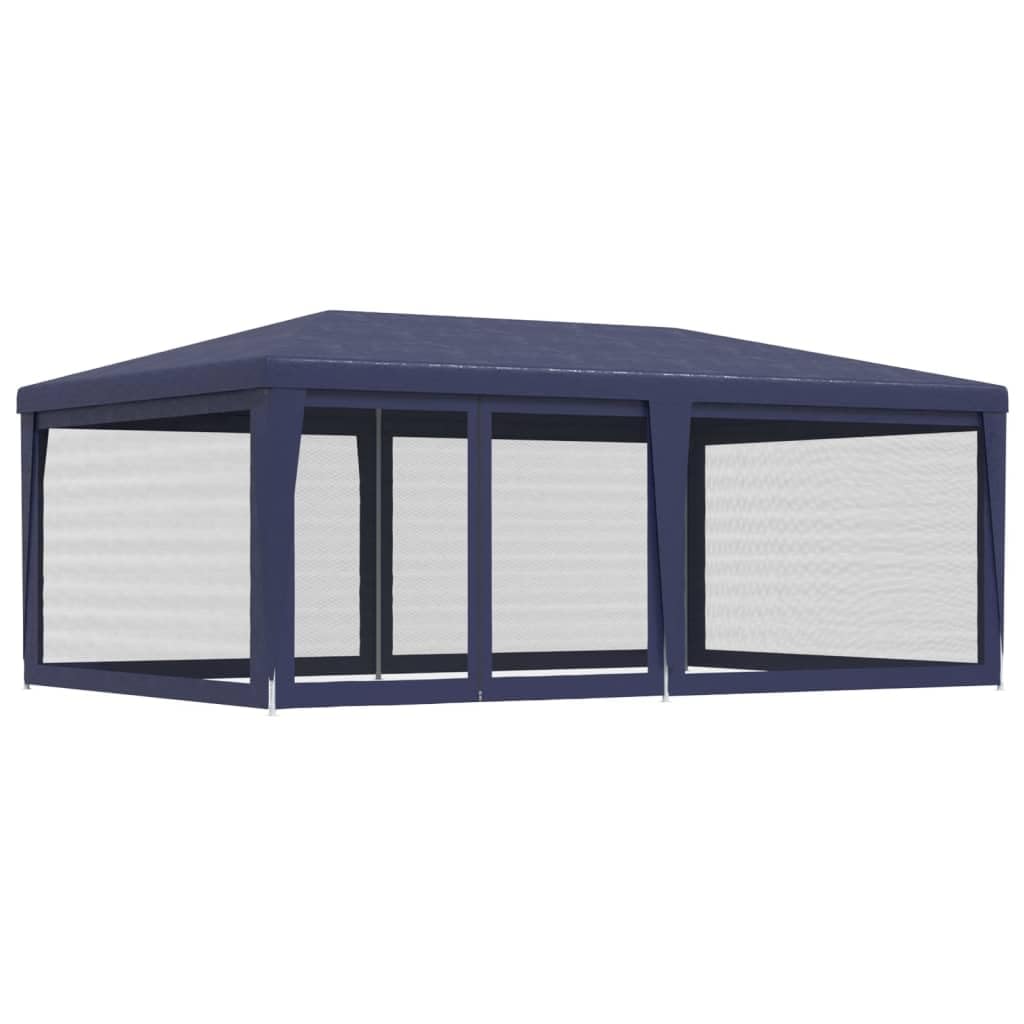 Party Tent, Blue 19.7'x13.1' HDPE, Waterproof UV Proof Outdoor Gazebo with 6 Mesh Sidewalls, Iron Frame for Events, Weddings, and Parties Outdoor Structures