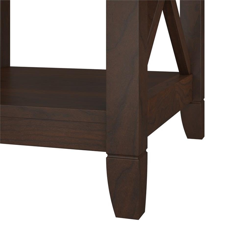 Bush Home Key West 5 Shelf Bookcase - Set of 2 | Tall Bookshelves in Bing Cherry | Sturdy Display Shelves for Library, Living Room, and Home Office