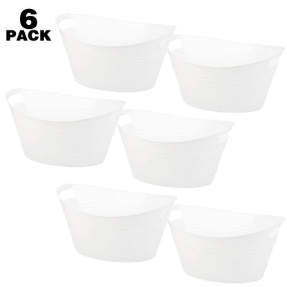 Tiawudi 6 Pack Plastic Oval Storage Tub, Ice Bucket for Wine, Beer and Champagne, Bottle Drink Cooler for Parties, Storage Basket, 4.5 Liter