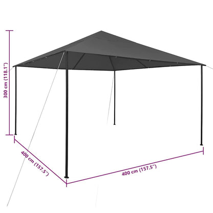 Large Foldable Anthracite Steel Gazebo, 13.1 x ft Square Canopy Tent for Outdoor Gatherings, Patio, Garden, and Events Outdoor Structures