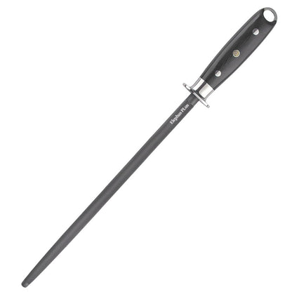 Elephas Plus 12 Inch Black Honing Rod, Sharpening Steel for Kitchen Knives Craftsman Selection Series Handle Design Knife Sharpener