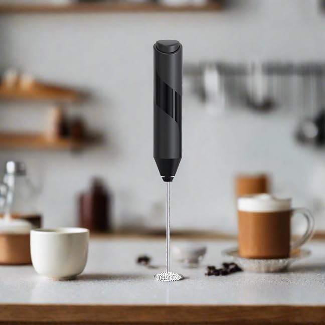 Cuisinox Electric Milk Frother, Handheld Stainless Steel Battery Powered Foam Maker for Coffee, Frappe, Latte