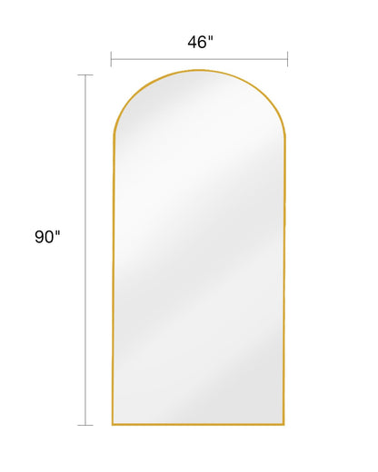 DYNWELL Arched Full Length Mirror, Floor Mirror with Stand, 90"x46" Large, Oversize, Gold