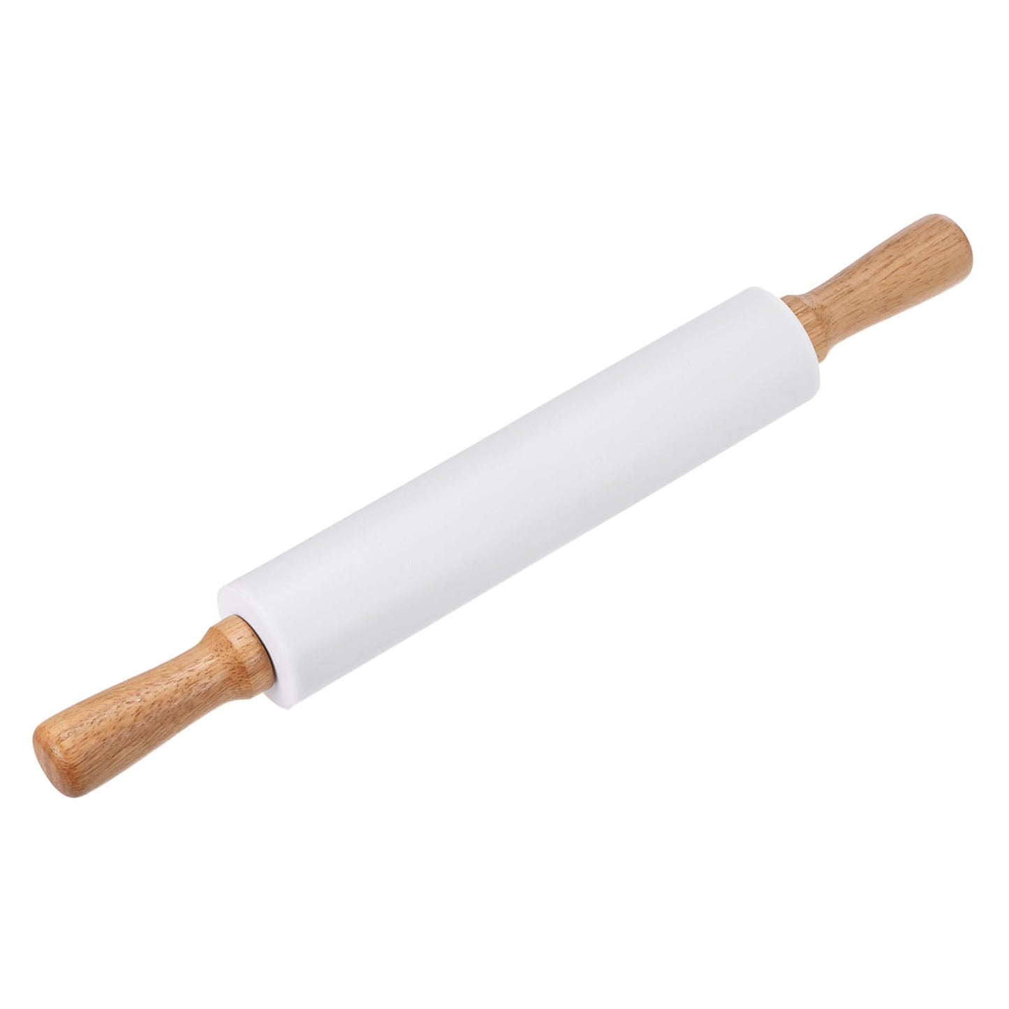 HARFINGTON Silicone Rolling Pins for Baking 16.93 Inch Non-Stick Silicone Surface Wooden Handle Rolling Pin Small Roller Playdough Rolling Pins for Fondant Kitchen Dough Pizza, White