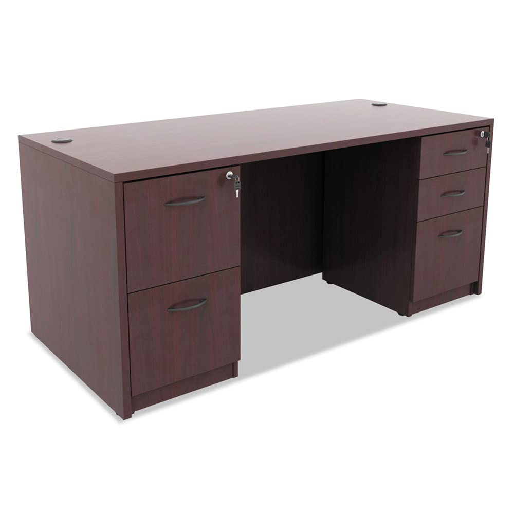Alera Alera Valencia Series Full Pedestal File, Left Or Right, 2 Legal/Letter-Size File Drawers, Mahogany, 15.63" X 20.5" X 28.5"