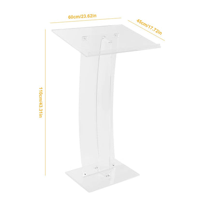 Generic 43.31 Inch Acrylic Clear Conference Presentation Pulpit Transparent Churches Lecterns Presentation Podiums for Classroom/Wedding/Conference/Lecture/Concert
