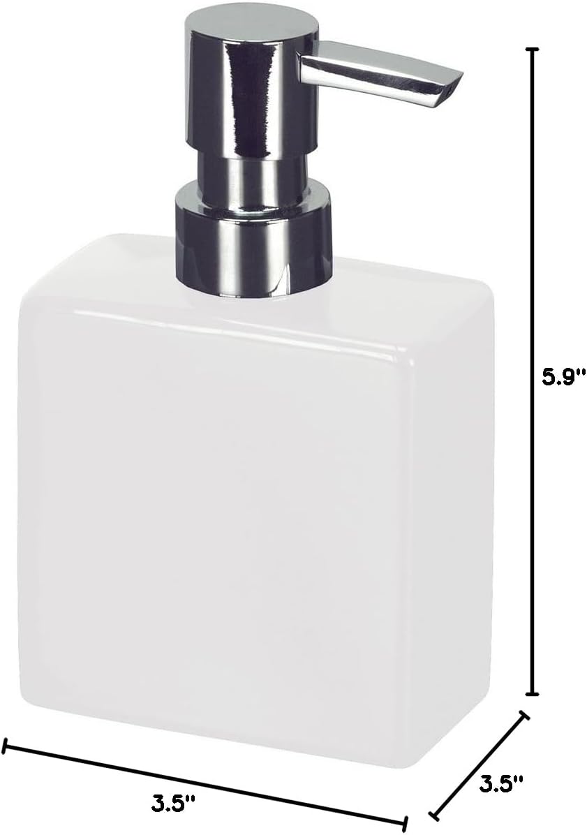 Luxury Bathroom Flash Soap Dispenser - Modern Porcelain Liquid Soap Dispenser, 10oz, Short, White
