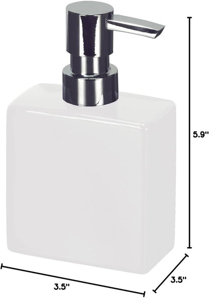 Luxury Bathroom Flash Soap Dispenser - Modern Porcelain Liquid Soap Dispenser, 10oz, Short, White