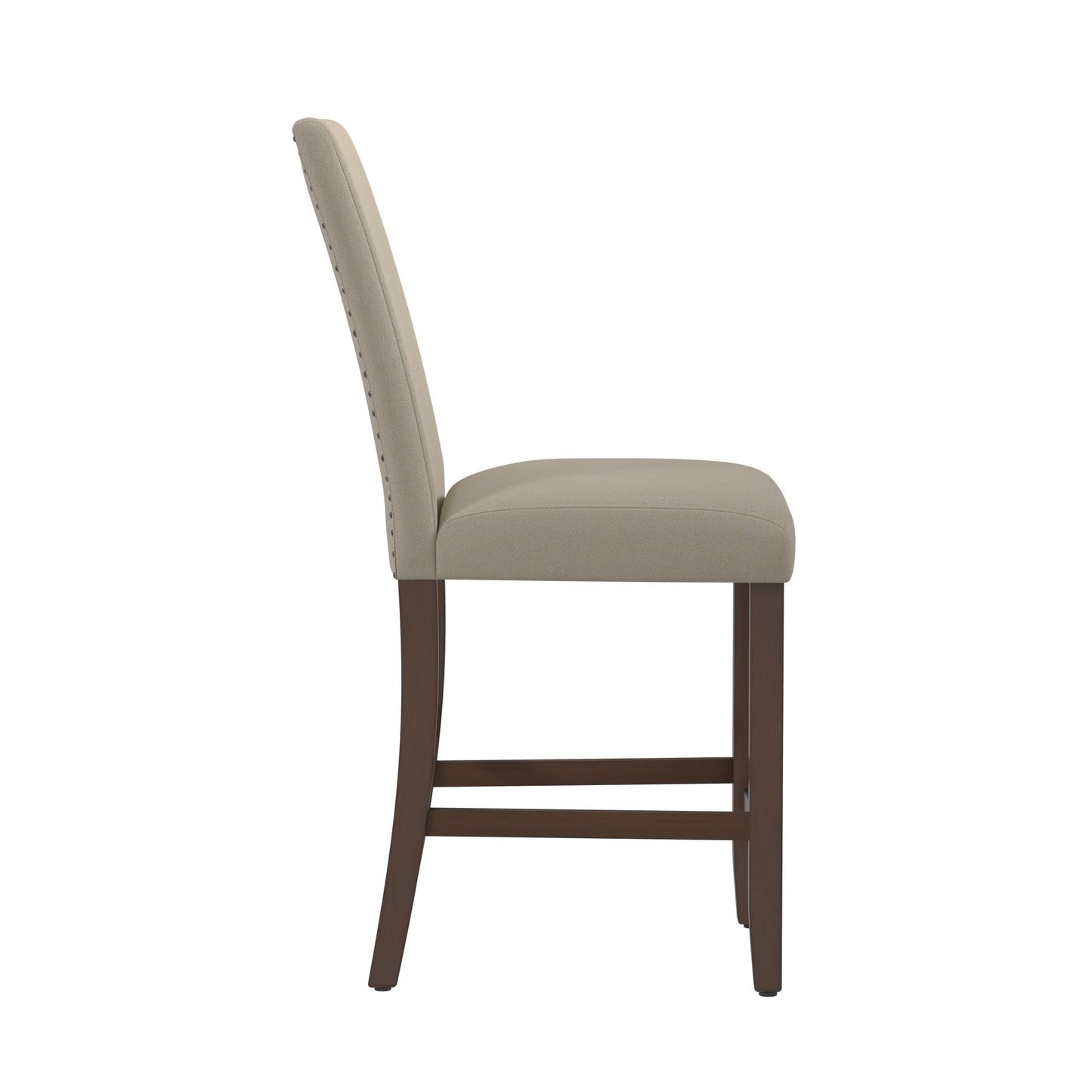 GDFStudio 39.5" H Counter Height Bar Stools Set of 2, Upholstered Kitchen Bar Stools with Back & Footrest, Modern Solid Wood Counter Stools for Kitchen Island Dining Room, Easy Assembly, Walnut Brown