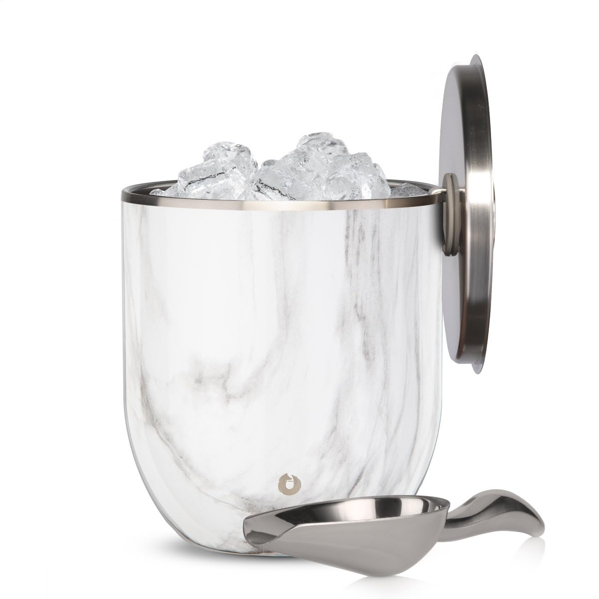 Snowfox Plus - Insulated Ice Bucket with Lid/Scoop, Premium Vacuum Insulated Stainless Steel Ice Buckets for Parties, Ice Box, Home Bar Accessories, Parties Supplies, Bar Decor, 3L, Marble