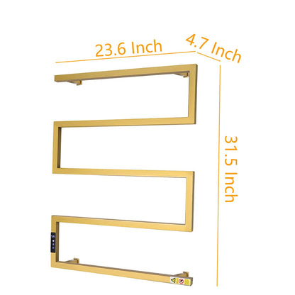 Towel Warmer Rack for Bathroom with Timer/Fahrenheit Temperature Control Wall Mounted Electric Heated 5 Bar Rail Plug-in or Hardwired Keep Bath Shower Towel Warming (Brushed Gold)