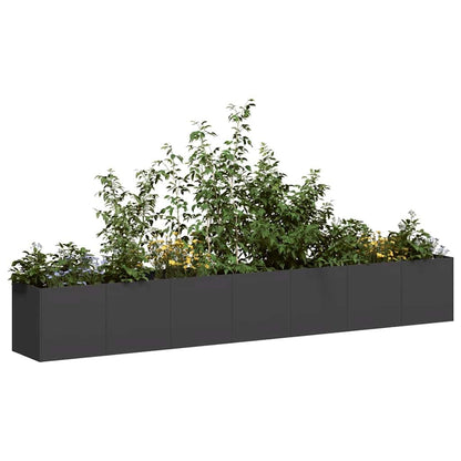 Tmriohed Large Rectangular Planter Box Black Cold-Rolled Steel Matte Outdoor Planter 110.2 x 15.7 x 15.7 in for Garden Patio Balcony Container Gardening