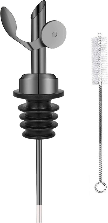 1 Weighted Stainless Steel Bottle Pourers, Auto Flip Feature Self Closing Olive Oil Dispenser Spout with Cleaning