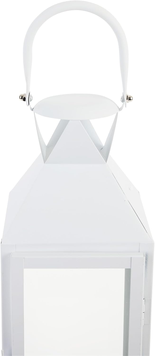 Zings & Thingz Manhattan Hanging Cable Candle Holder Lantern, Decorative Light Home Decor, 15" Tall, White