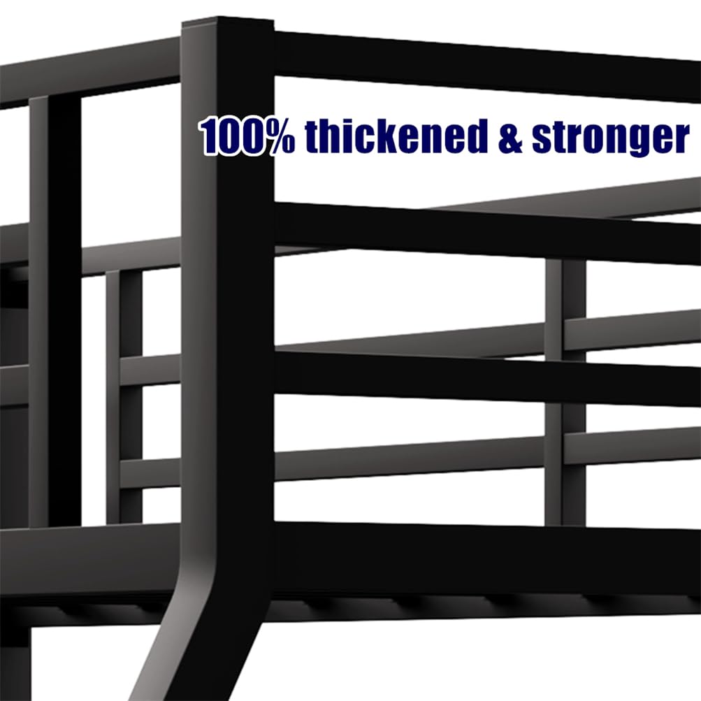 AOOMEEC Higher Quality & Stronger Twin XL Over Queen Bunk Bed, Thickened Heavy Duty More Stable Safer Black Metal Steel Bunkbed Bunk Queen Bed (Easier to Assemble) (Twin XL Over Queen)